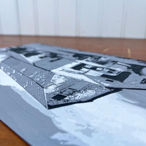 3D Printed Wall Art, Barn with Silo, Textured Art - Picture 5 of 10